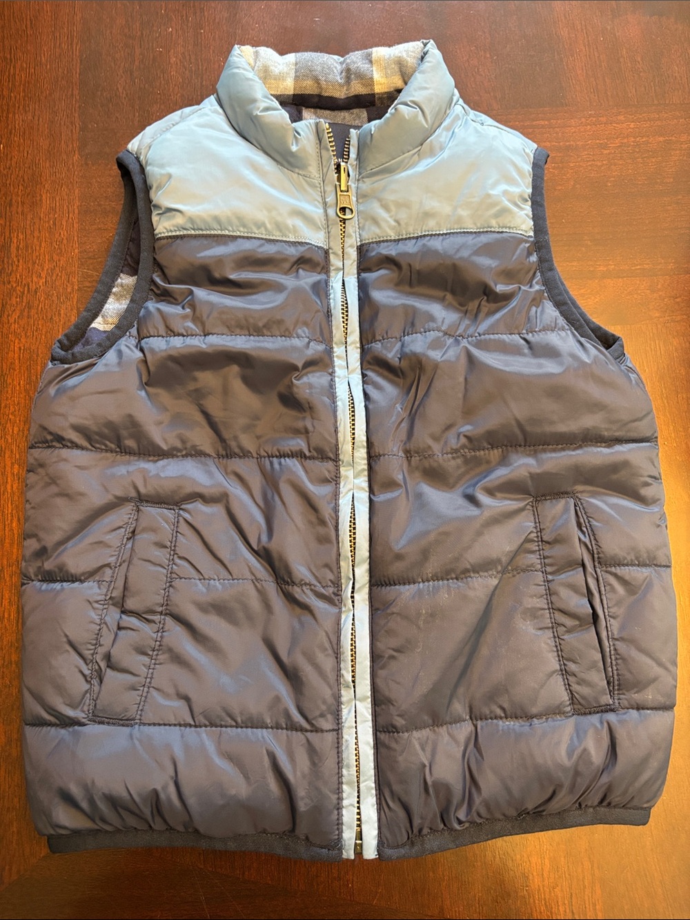 Janie and Jack Boys Light Blue & Navy Puffer Vest